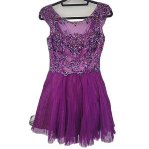 Sherri Hill Purple Sequin Homecoming Dress